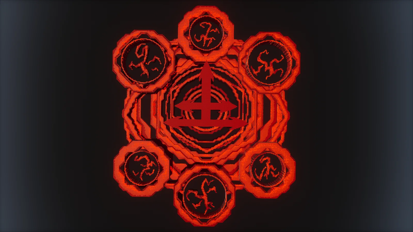 Círculo ritualístico vermelho no Minecraft