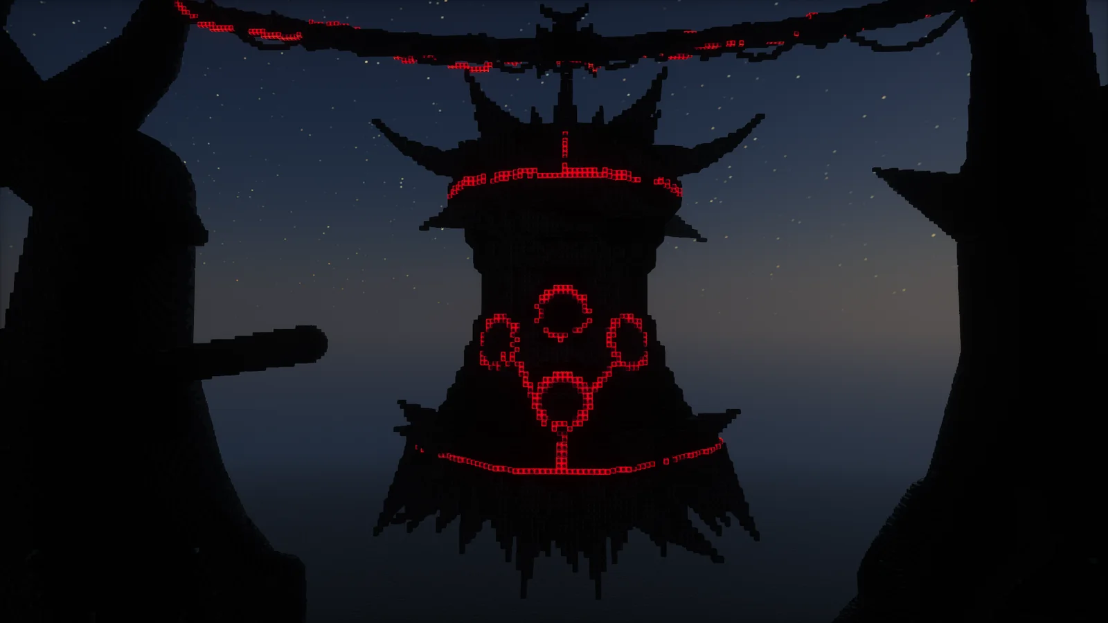Sino ritualístico construído no Minecraft