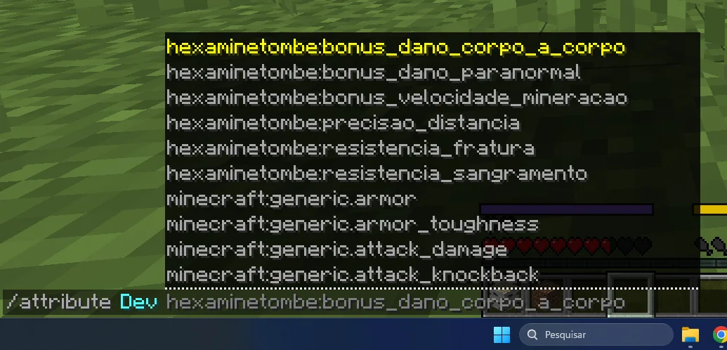 Atributos personalizados do HexaMINEtombe