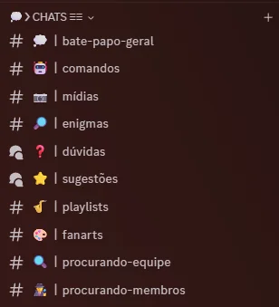 Canais de chat do servidor