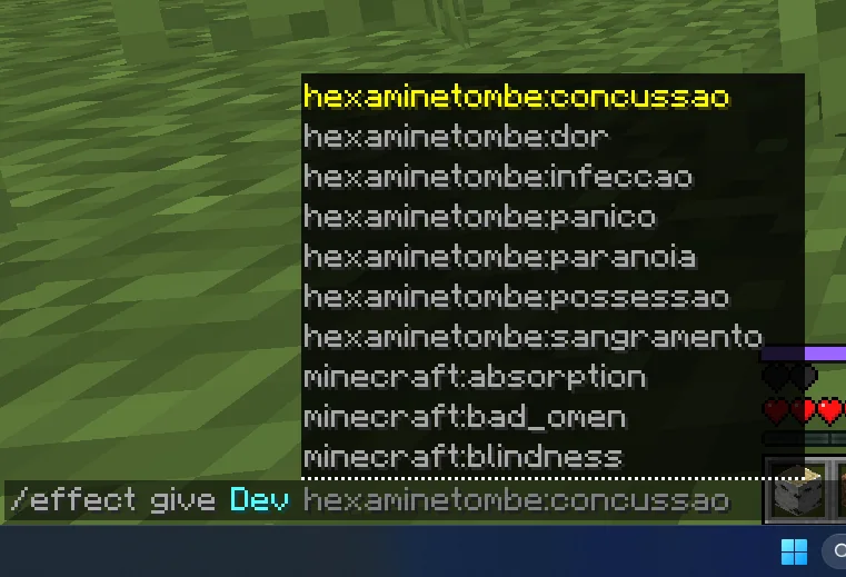 Efeitos personalizados do HexaMINEtombe